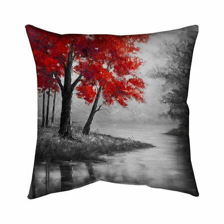 BEGIN HOME DECOR 26 x 26 in. Red Trees & Lake-Double Sided Print Indoor Pillow 5541-2626-LA25-1